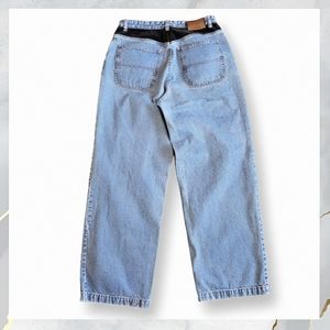 Vintage! Tommy Hilfiger Wide Leg Denim Jeans BLACK VELVET Trim Women's Size 12